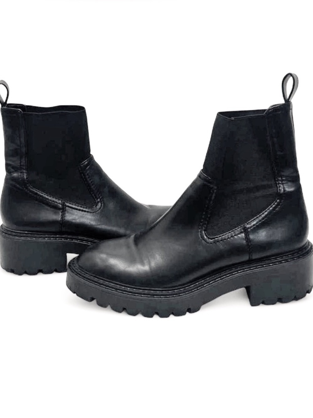 Stradivarius Black Chunky Chelsea Ankle Boots Lug Sole Women 9